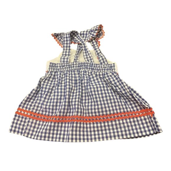The Smocking Bug Girls Blue White Red Check Back To School Dress Size 18M - Picture 2 of 6